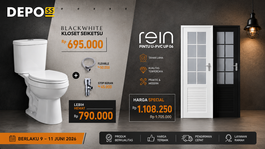Promo Kamar Mandi Hemat di Depo SS: Kloset dan Pintu UPVC Berkualitas dengan Harga Spesial