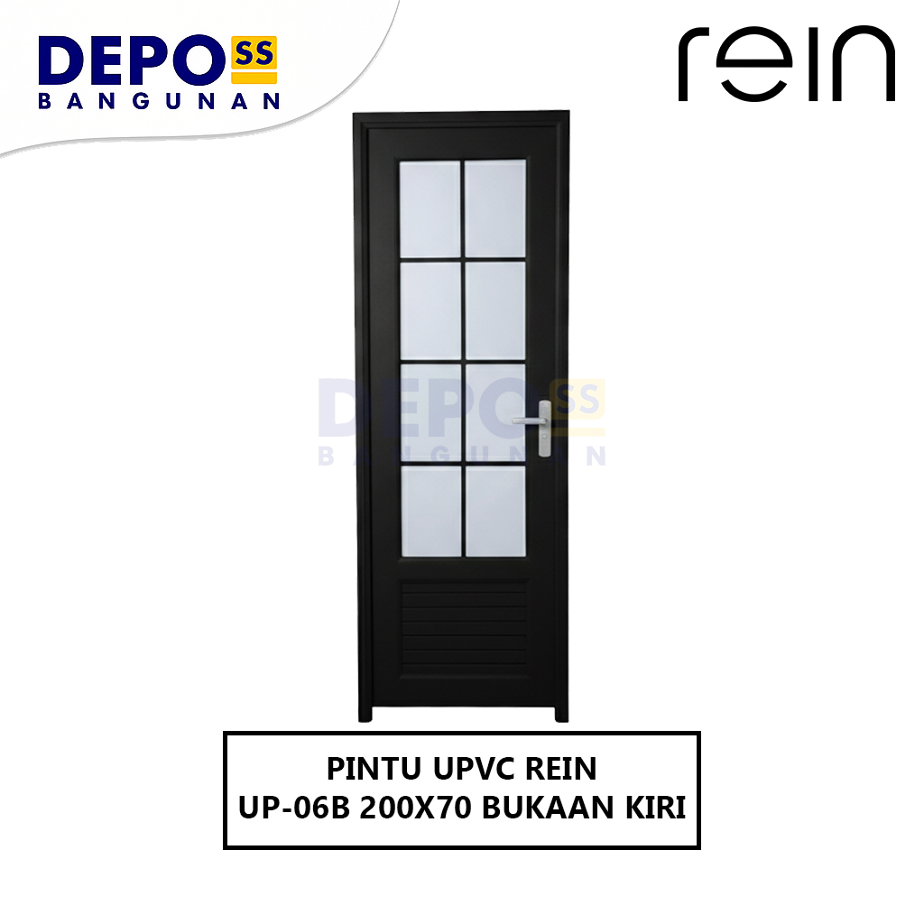 Pintu Kamar Mandi UP-06B UPVC Warna Hitam Bukaan Kiri