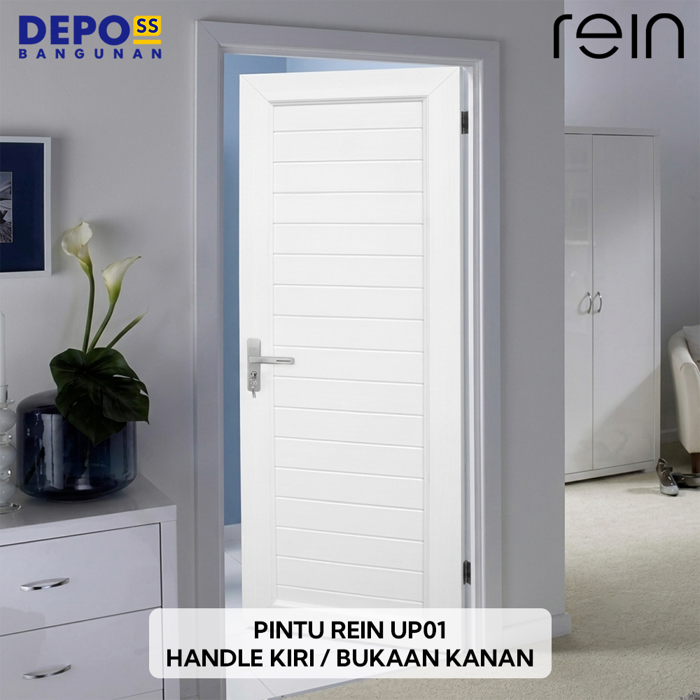 Pintu Kamar Mandi WC Toilet Rein UP01 UPVC Polos Tanpa Kaca Bukaan Kanan