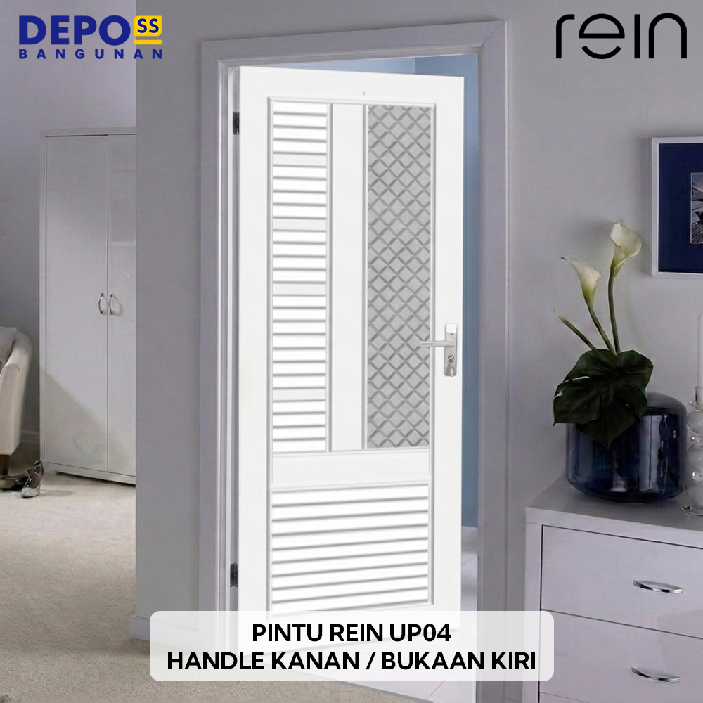 Pintu Kamar Mandi WC Toilet Rein UP04 UPVC Kaca Putih Bukaan Kiri
