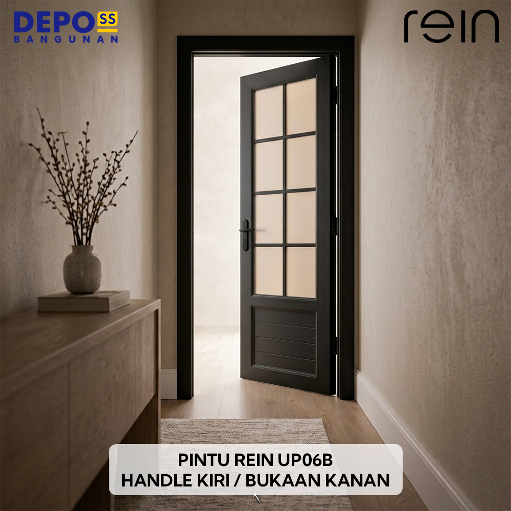 Pintu Kamar Mandi WC Toilet Rein UP06 UPVC Kaca Hitam Bukaan Kanan