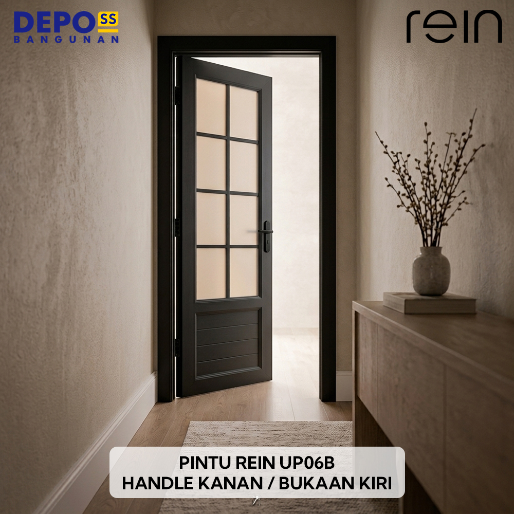 Pintu Kamar Mandi WC Toilet Rein UP06 UPVC Kaca Hitam Bukaan Kiri