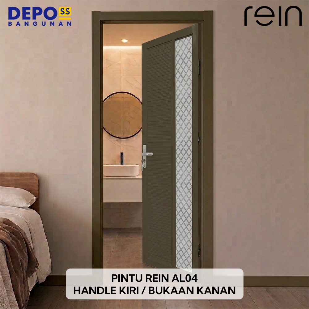 Pintu Kamar Mandi WC Toilet Rein AL04 Aluminium Kaca Coklat Bukaan Kanan