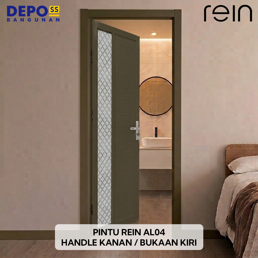 Pintu Kamar Mandi WC Toilet Rein AL04 Aluminium Kaca Coklat Bukaan Kiri